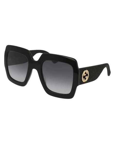 gucci glittered square gg sunglasses